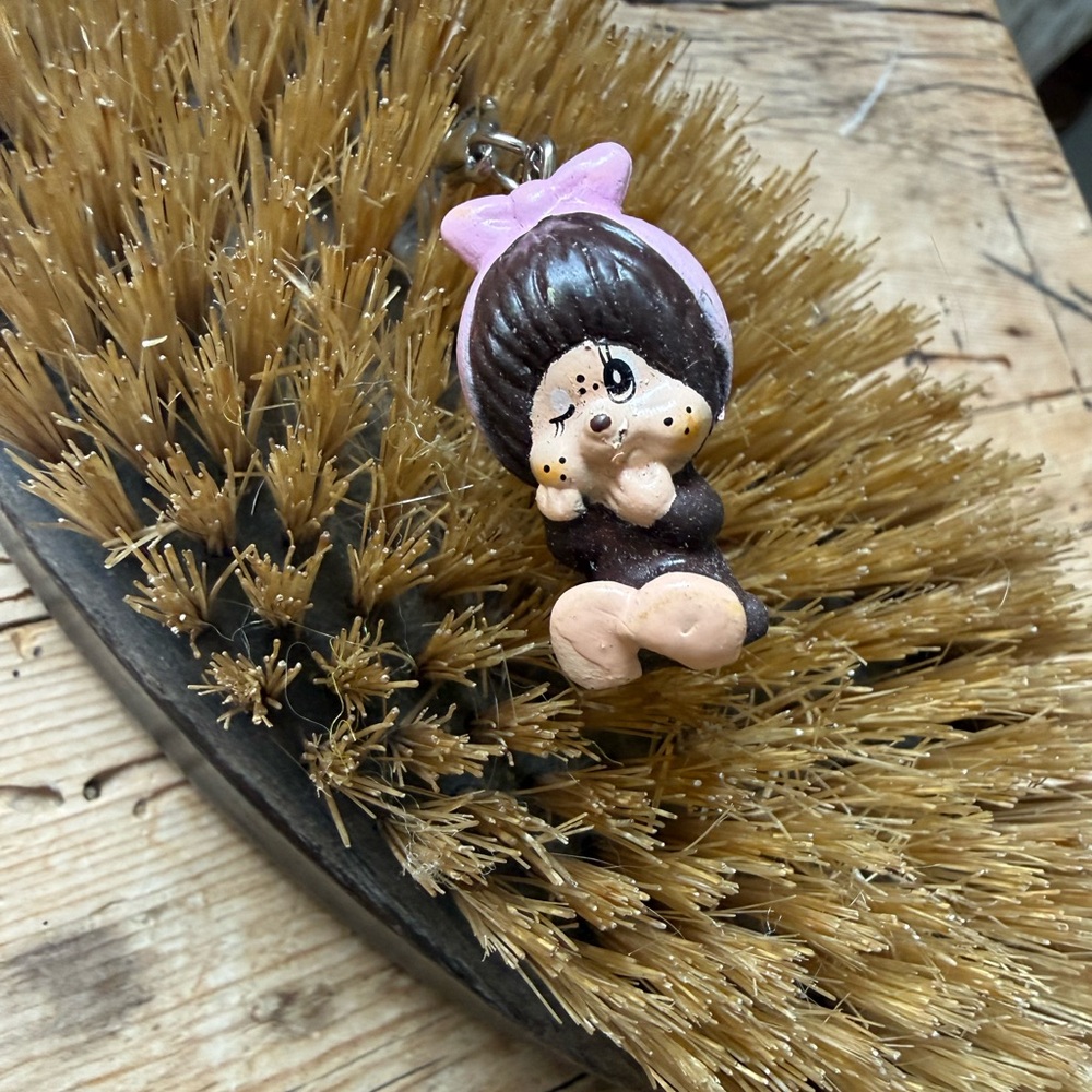 Vintage Mini Monchichi Inspired Cute Figurine Bag Charm Key Ring Charm